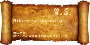 Miklovicz Samuella névjegykártya